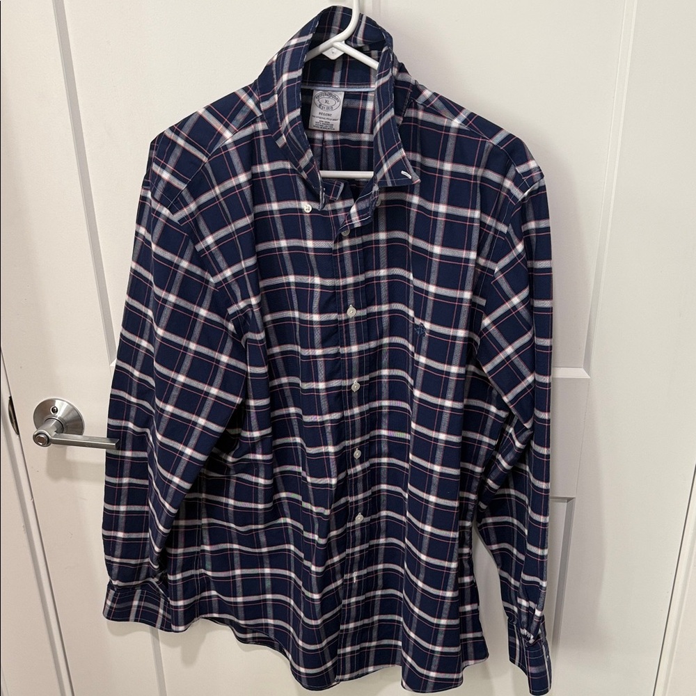 Brooks Brothers Blue and White Plaid Shirt